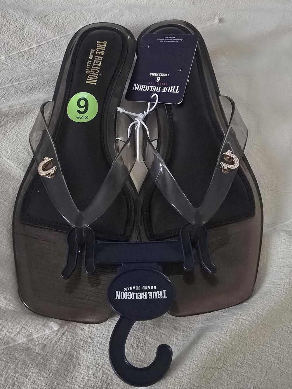 True Religion Black Jelly Kitten Heel Sandals